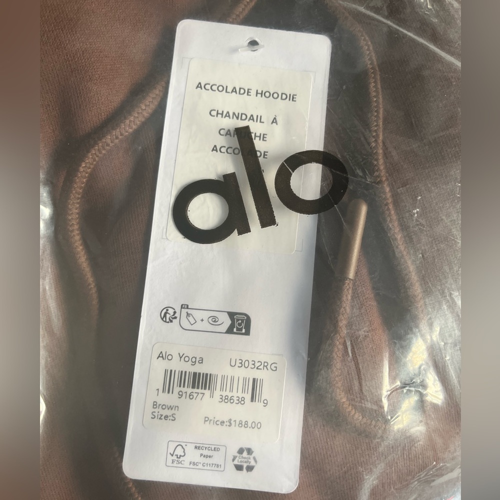 Alo YOGA Hoodie espresso brown lounge sweatshirt drawstring nwt small - Picture 6 of 9